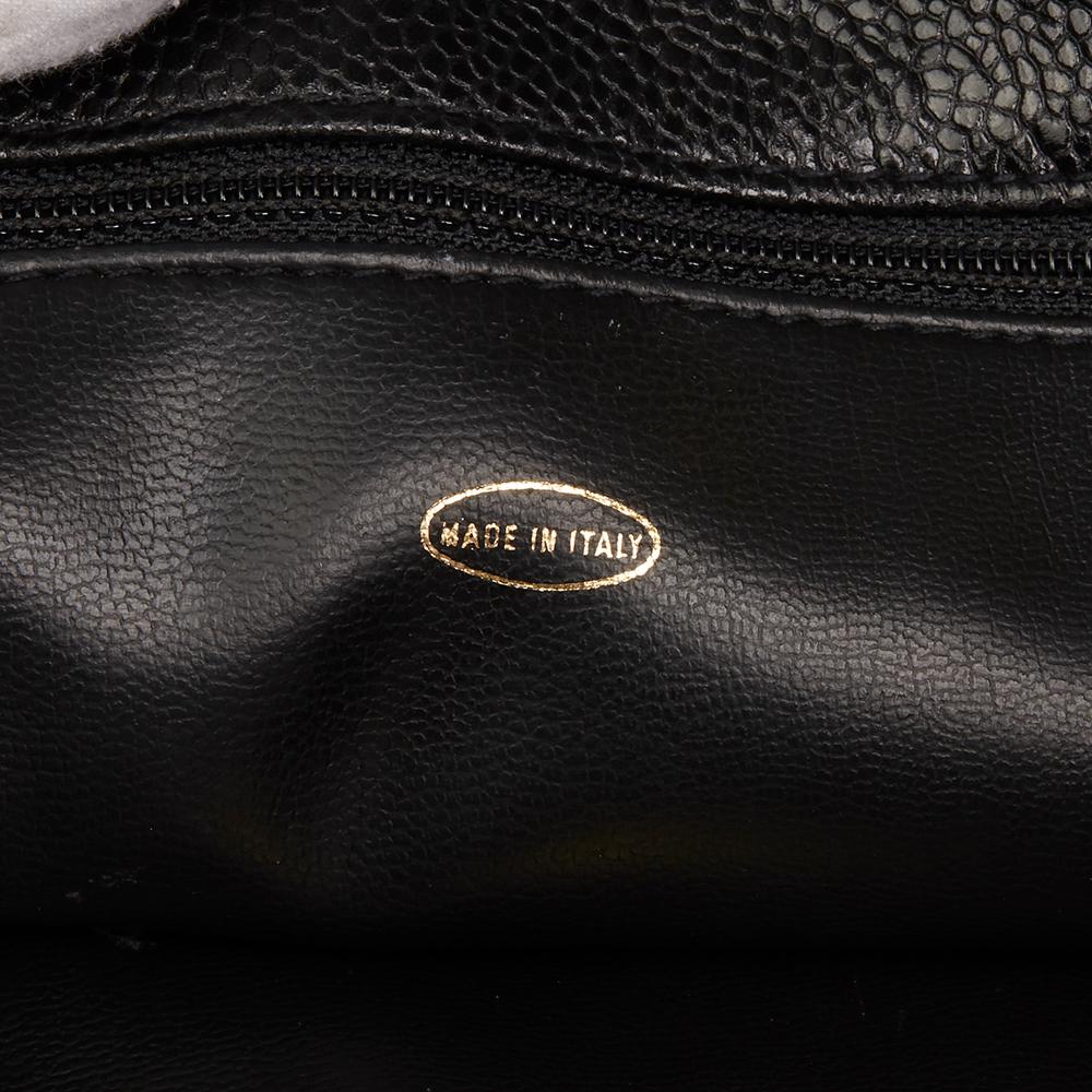 1992 Chanel Black Caviar Leather Jumbo Logo Trim Shoulder Bag 3
