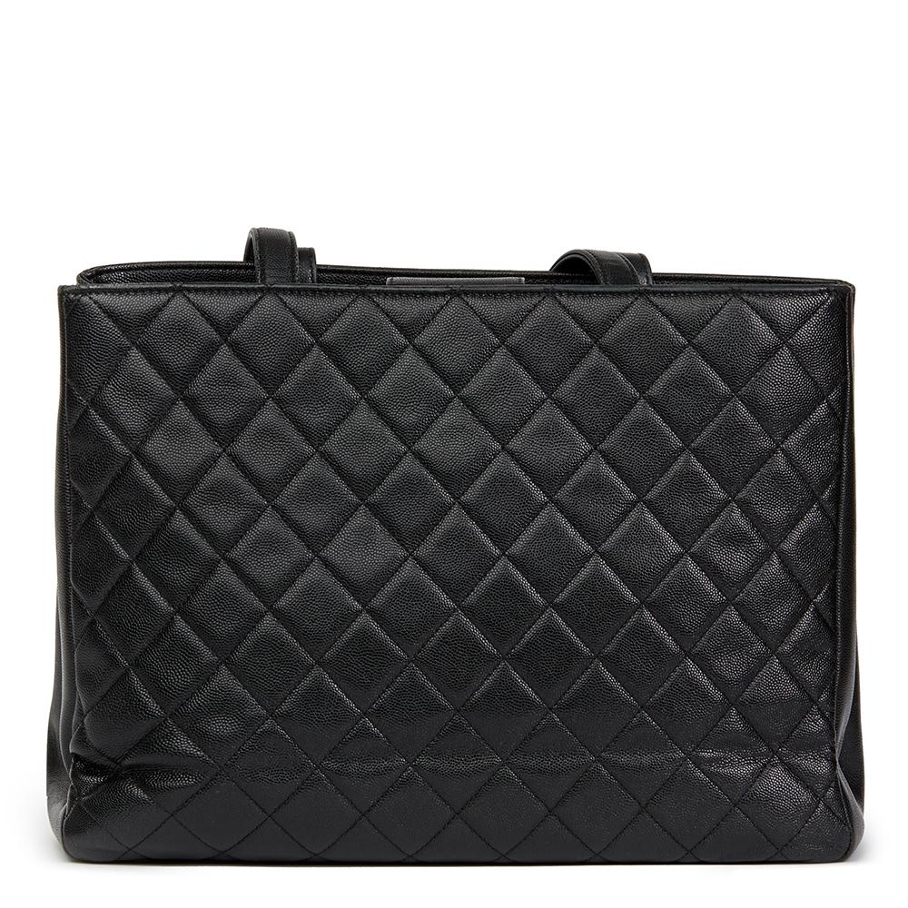 2017 Chanel Black Quilted Caviar Leather Large Shoulder Shopping Bag In Excellent Condition In Bishop's Stortford, Hertfordshire