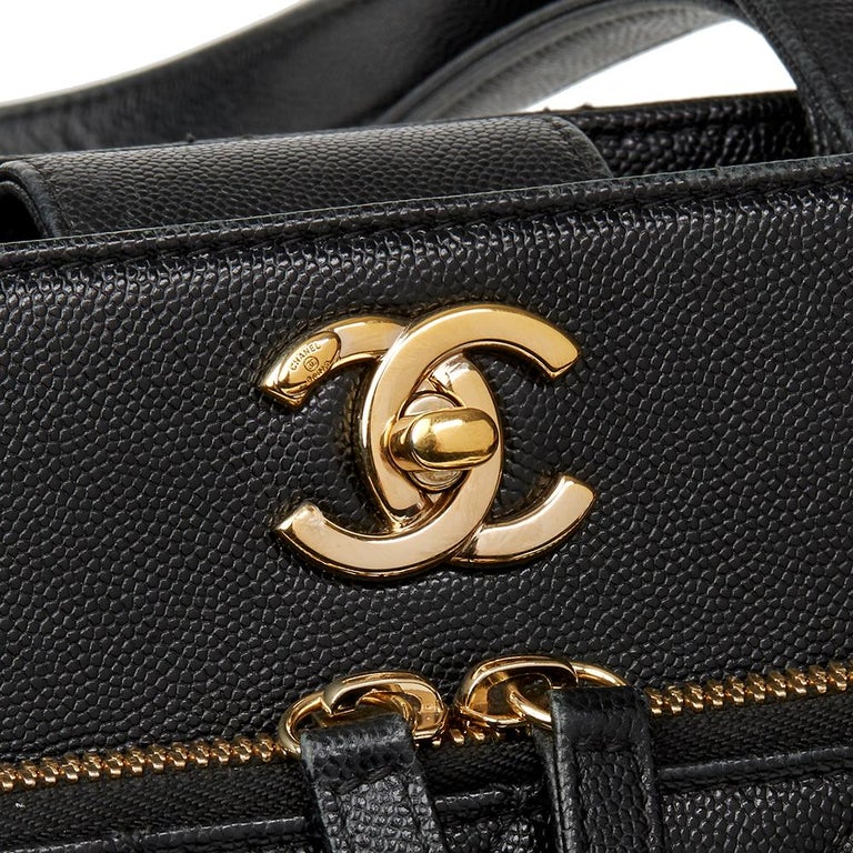 2017 Chanel Black Quilted Caviar Leather Large Shoulder Shopping Bag at ...