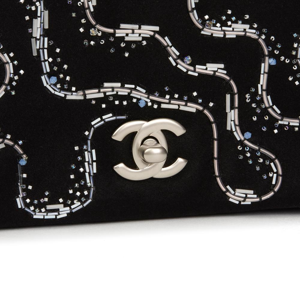 2014 Chanel Black Embellished Satin LED Medium Classic Single Full Flap Bag 1