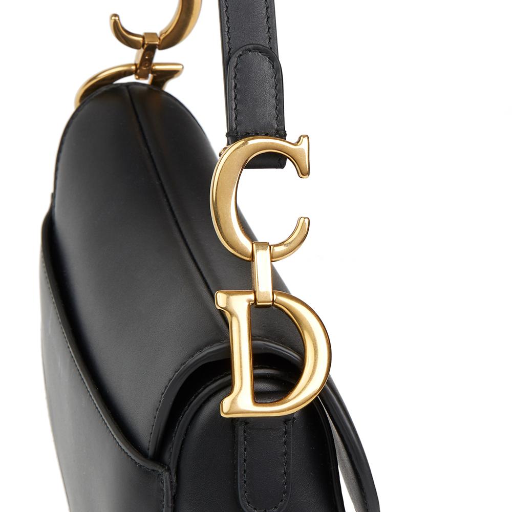 dior black calfskin saddle bag