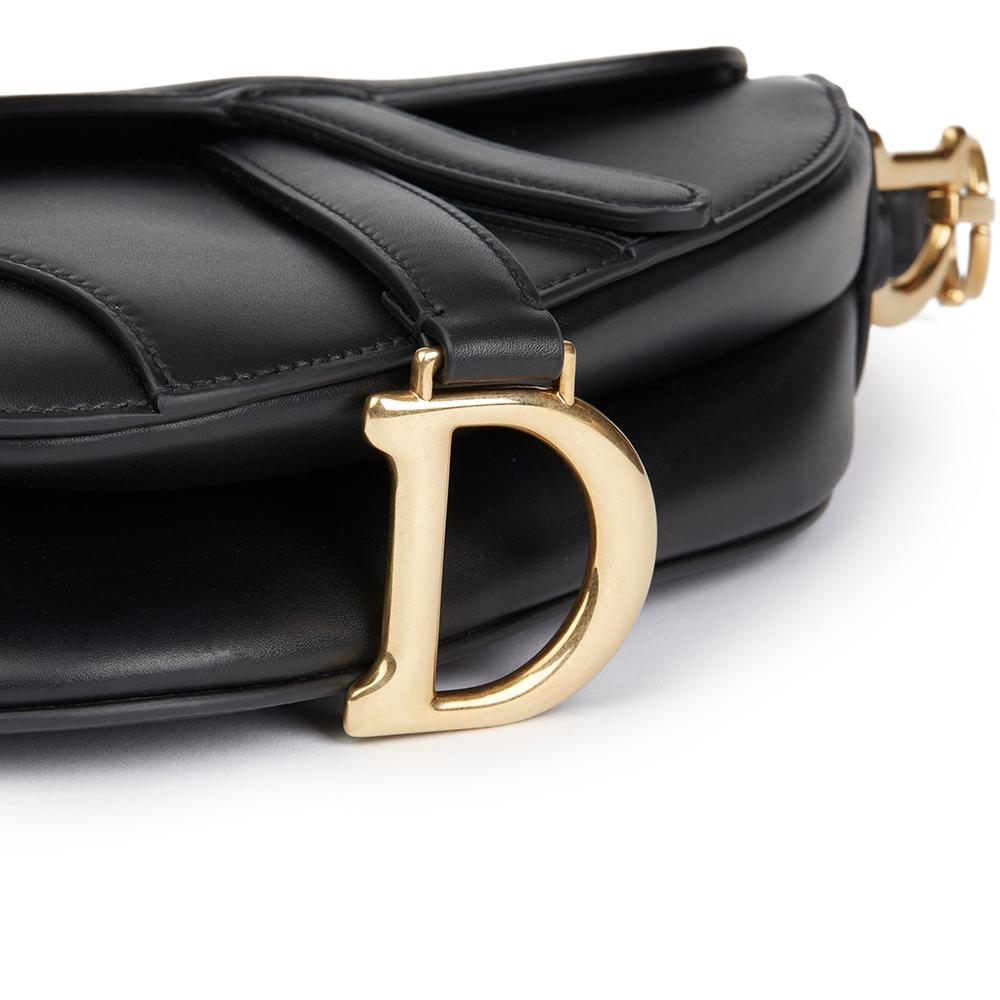 2018 Christian Dior Black Calfskin Leather Mini Saddle Bag In New Condition In Bishop's Stortford, Hertfordshire