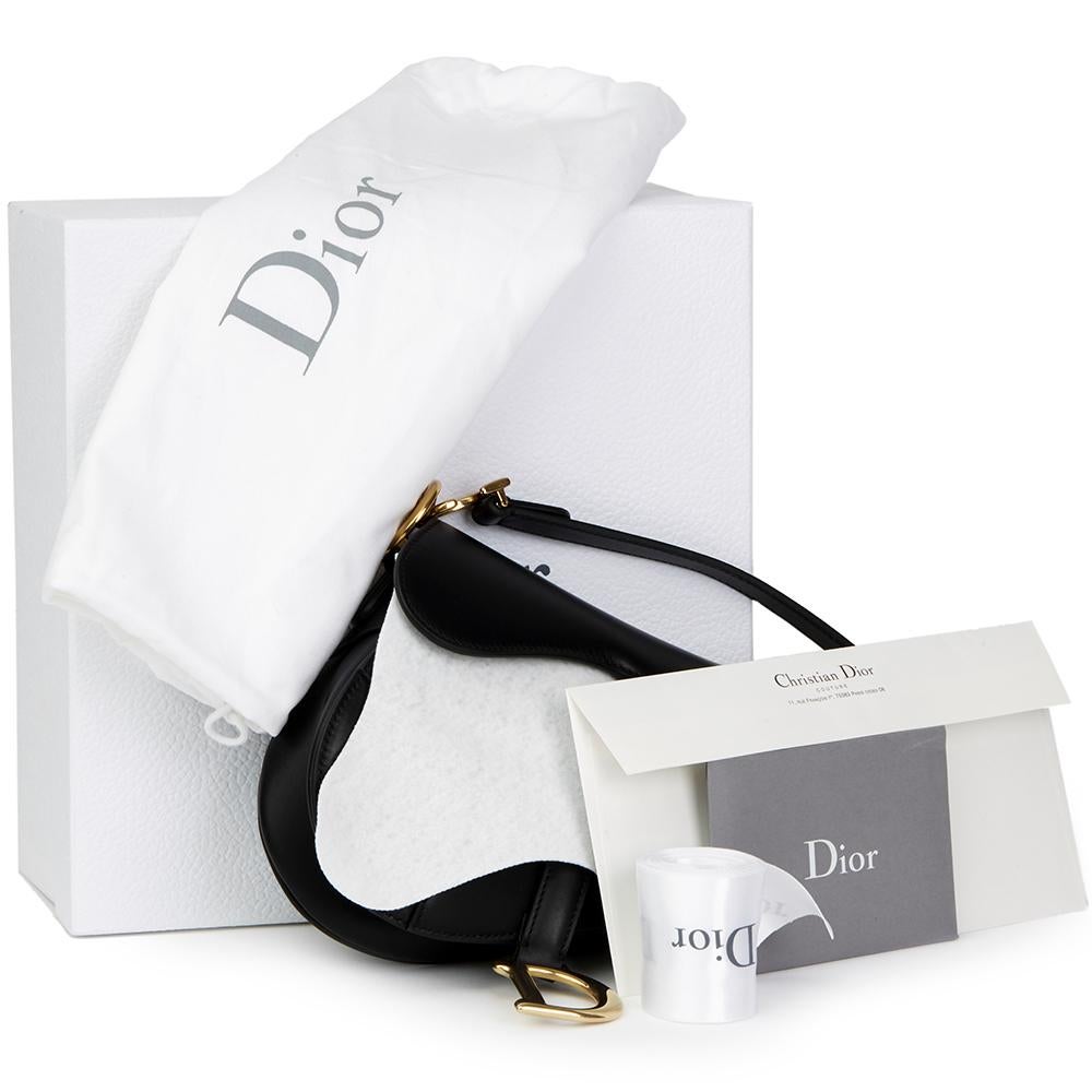 2018 Christian Dior Black Calfskin Leather Mini Saddle Bag 3