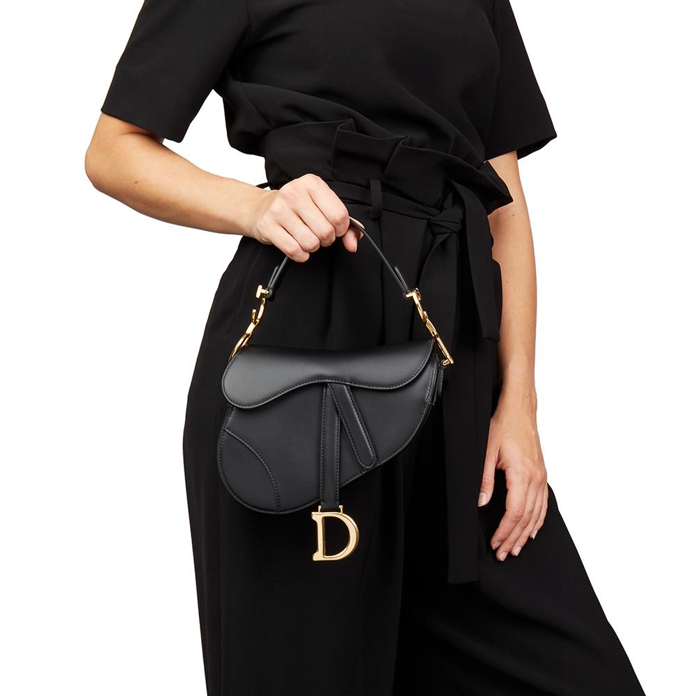 2018 Christian Dior Black Calfskin Leather Mini Saddle Bag 4