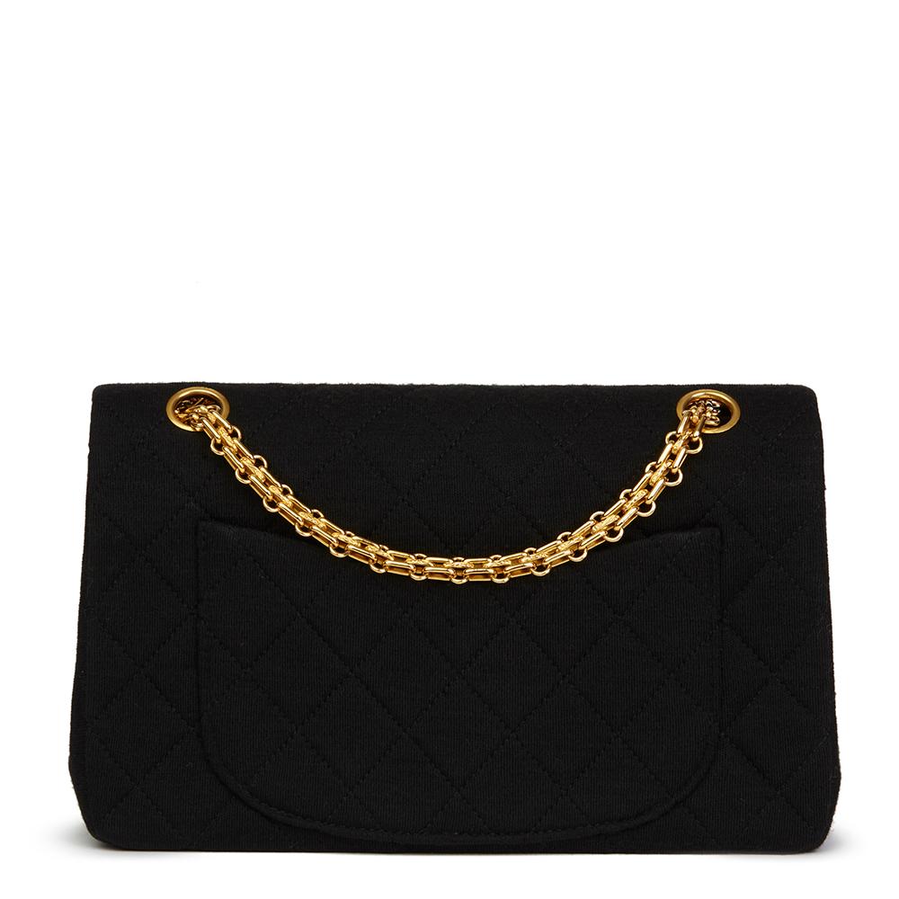 Women's 1988 Chanel Black Quilted Jersey Fabric Vintage Small Classic Double Flap Bag