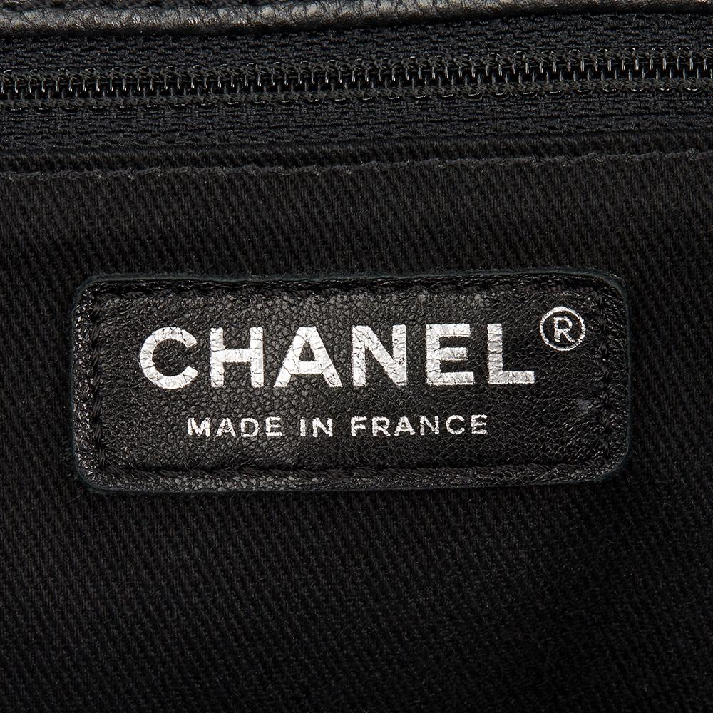 2016 Chanel Black Quilted Metallic Caviar Leather Woven Chain Shopping Bag 4