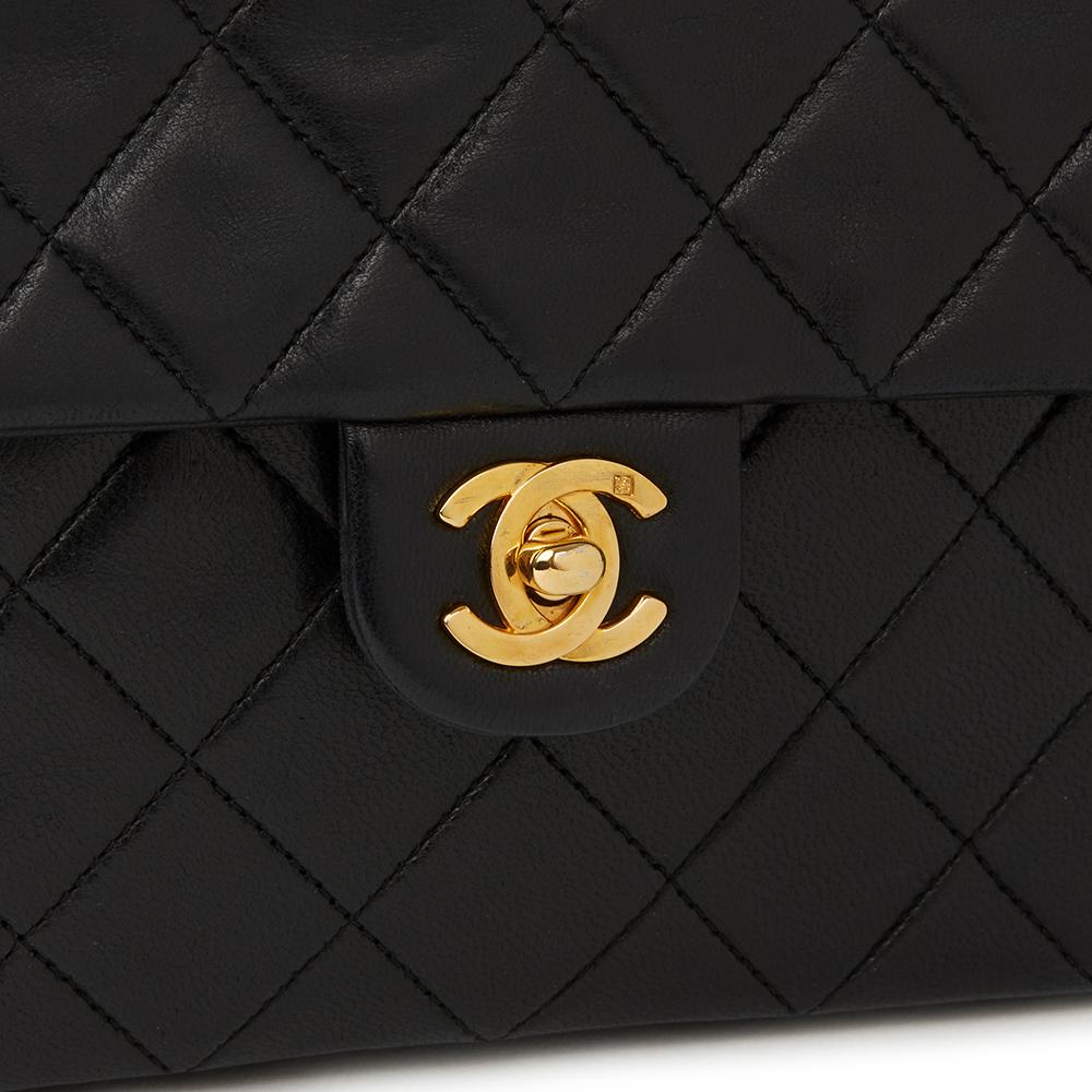 1990 Chanel Black Quilted Lambskin Vintage Mini Flap Bag 2