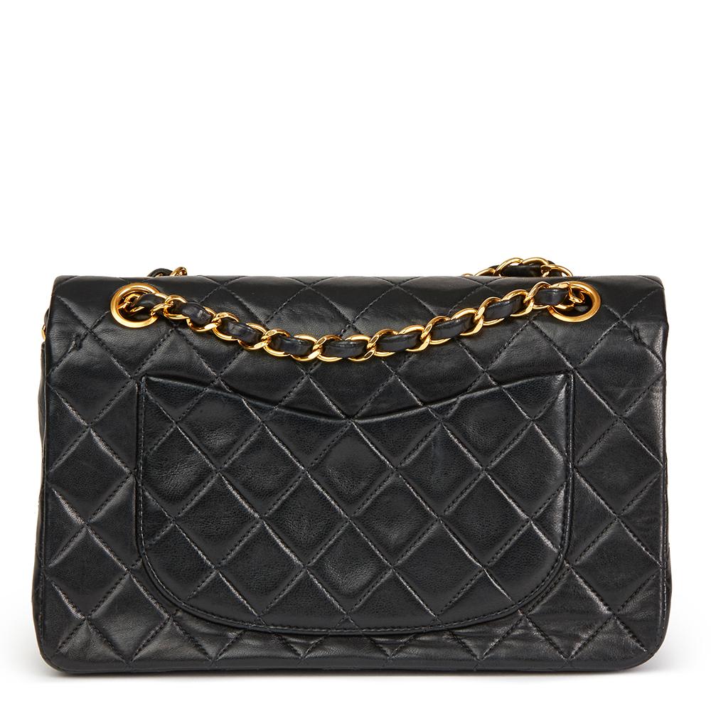 Women's 1991 Chanel Black Quilted Lambskin Vintage Small Classic Double Flap Bag