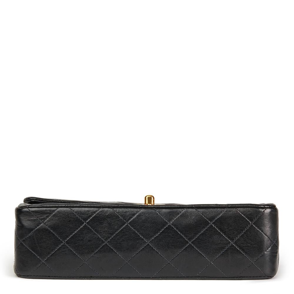 1991 Chanel Black Quilted Lambskin Vintage Small Classic Double Flap Bag 1