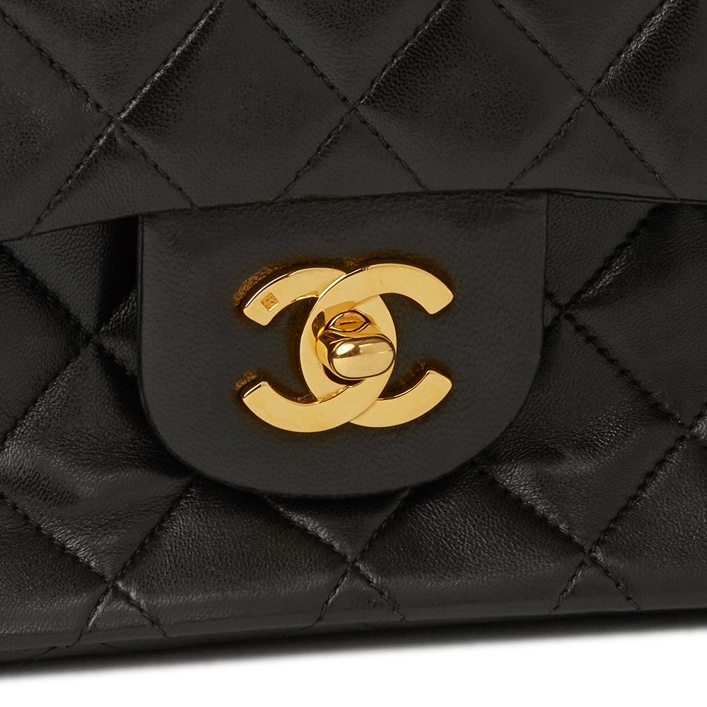 1994 Chanel Black Quilted Lambskin Vintage Small Classic Double Flap Bag 2