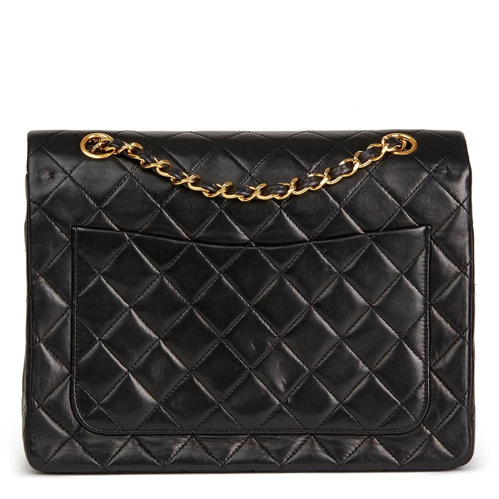 Women's 1987 Chanel Black Quilted Lambskin Vintage Medium Tall Classic Double Flap Bag