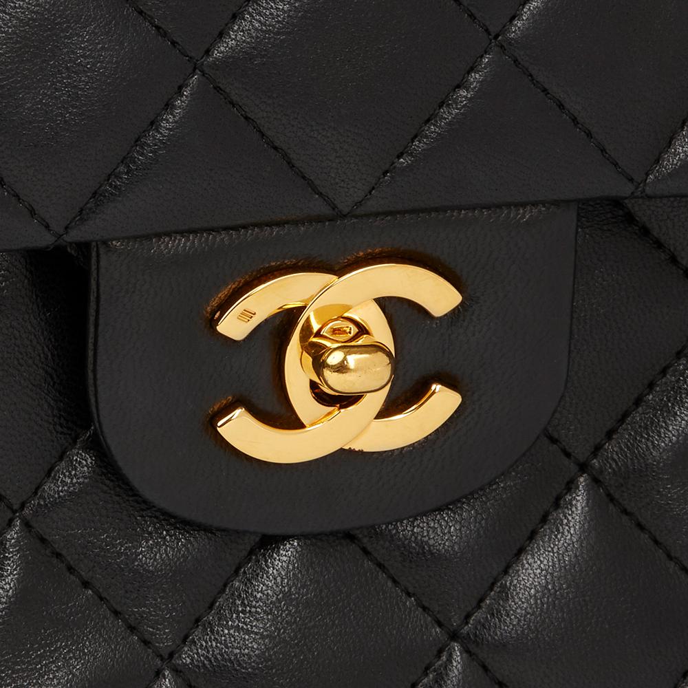 1987 Chanel Black Quilted Lambskin Vintage Medium Tall Classic Double Flap Bag 2