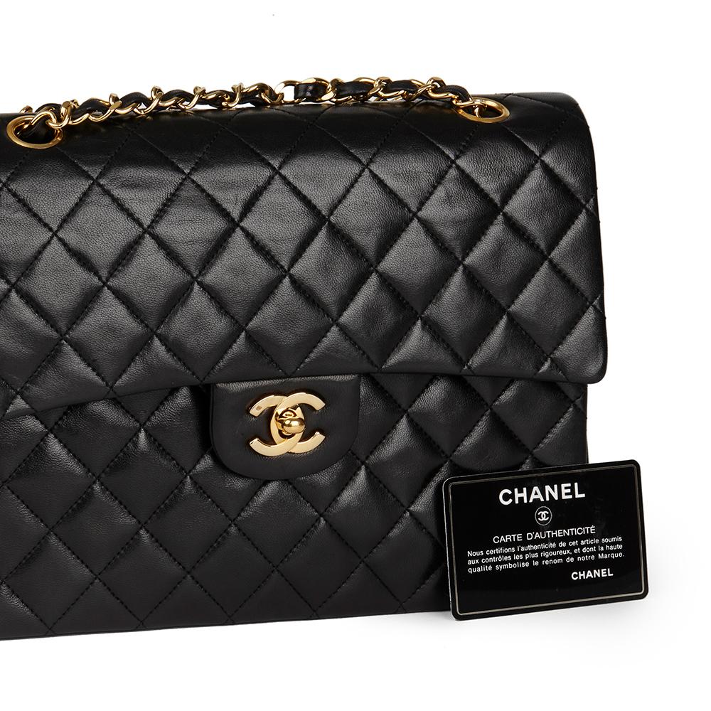 1987 Chanel Black Quilted Lambskin Vintage Medium Tall Classic Double Flap Bag 7
