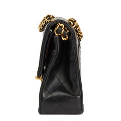 1990 Chanel Black Quilted Lambskin Vintage Small Classic Double Flap Bag