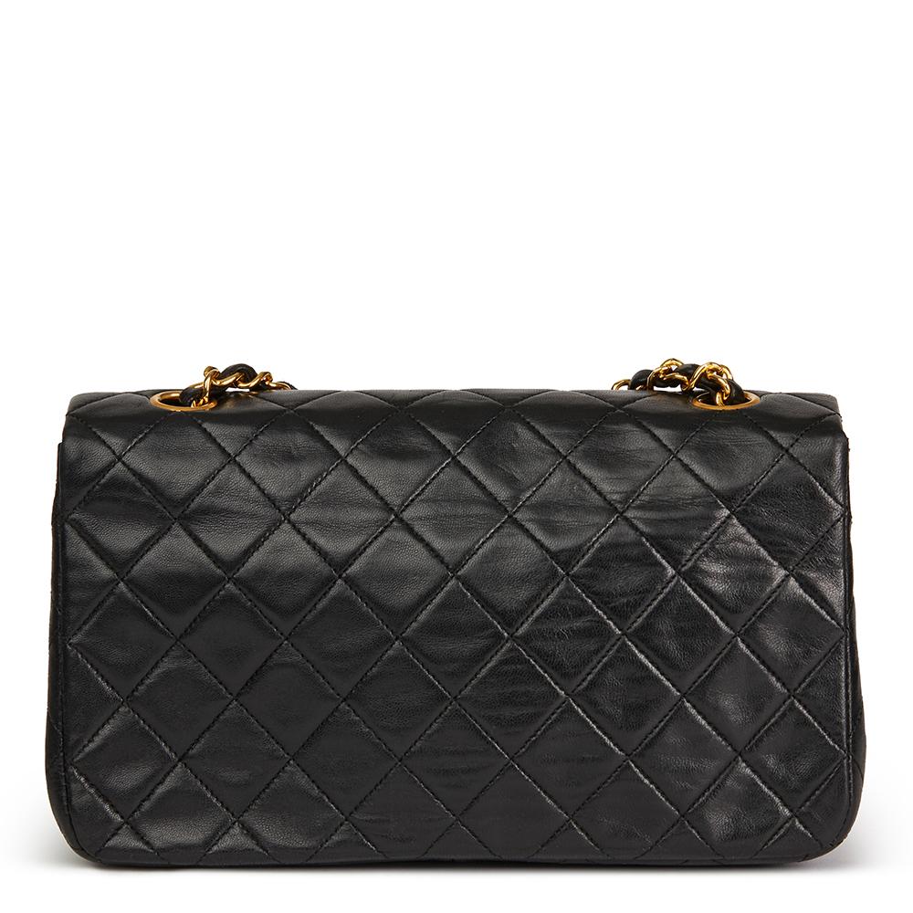 Women's 1990 Chanel Black Quilted Lambskin Small Classic Single Full Flap Bag