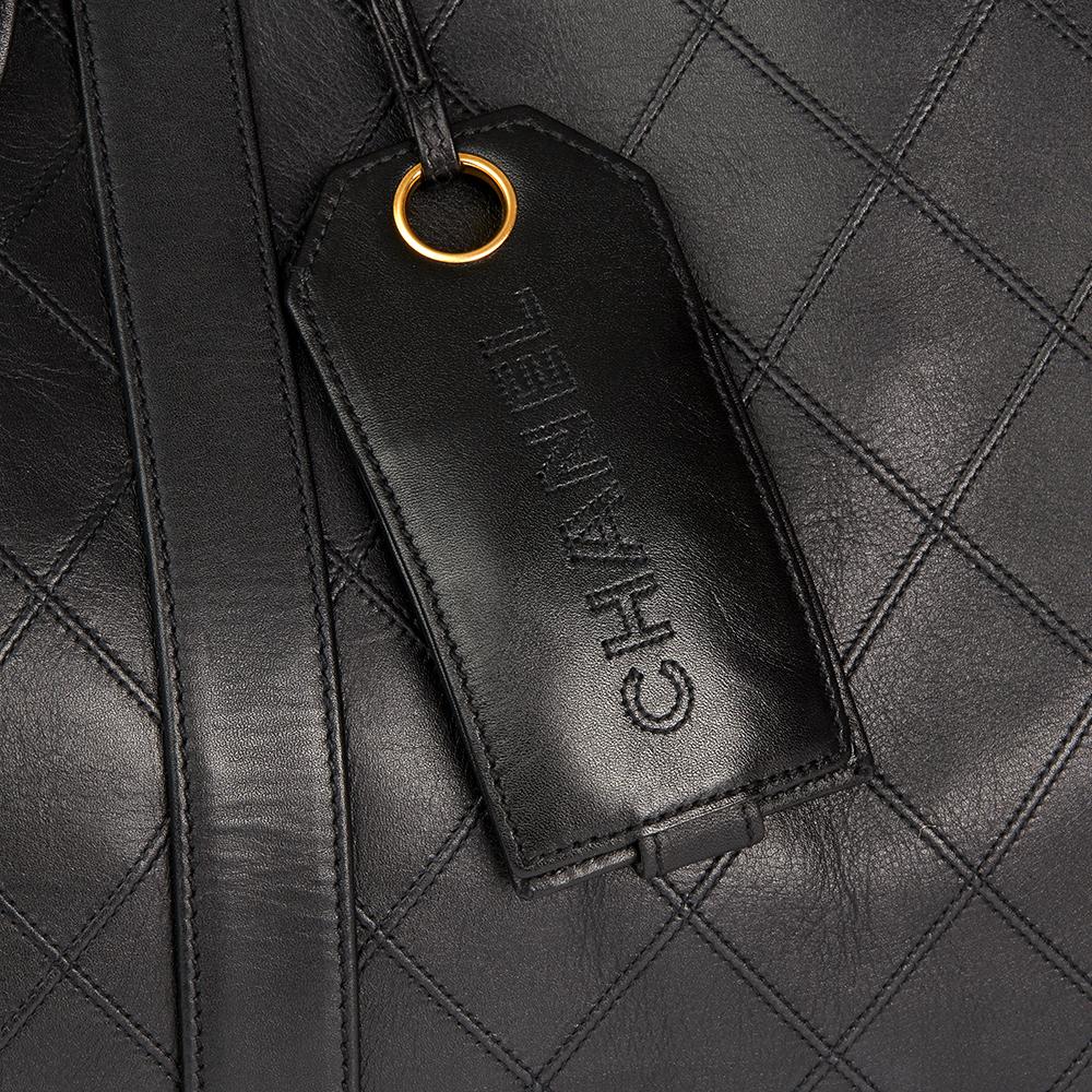 1994 Chanel Black Quilted Lambskin Boston  2