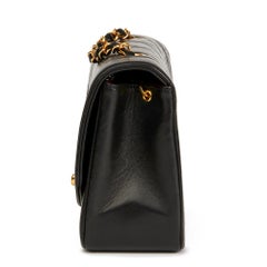 1996 Chanel Black Quilted Lambskin Vintage Small Diana Classic Single Flap Bag