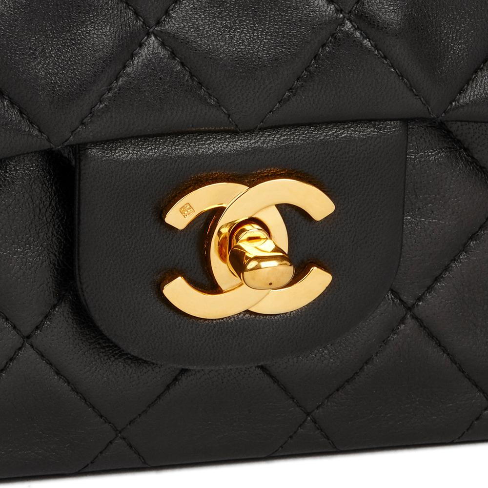 1992 Chanel Black Quilted Lambskin Vintage Medium Classic Double Flap Bag 2