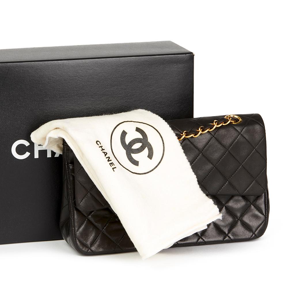 1994 Chanel Black Quilted Lambskin Vintage Small Classic Double Flap Bag 7