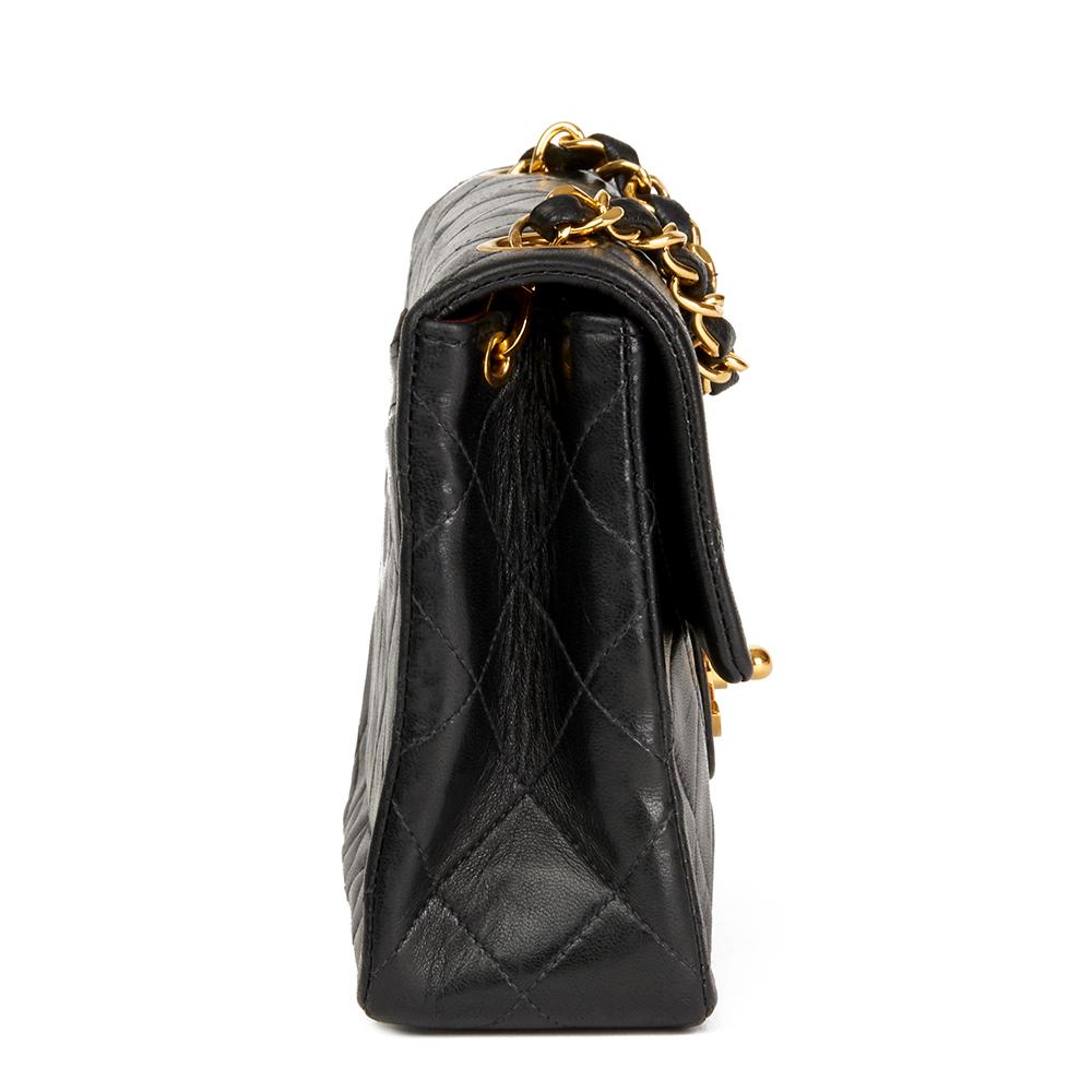 1991 Chanel Black Quilted Lambskin Vintage Mini Flap Bag In Excellent Condition In Bishop's Stortford, Hertfordshire