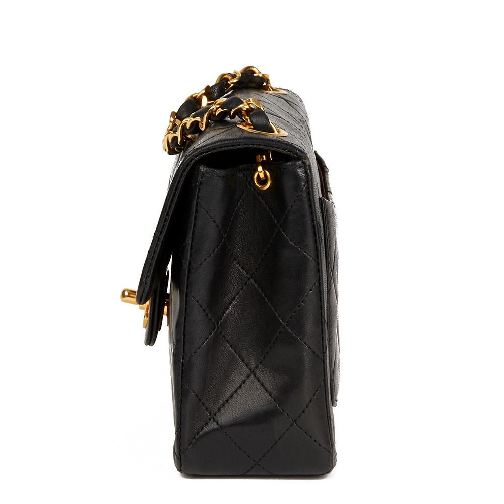 1986 Chanel Black Quilted Lambskin Vintage Mini Flap Bag In Excellent Condition In Bishop's Stortford, Hertfordshire