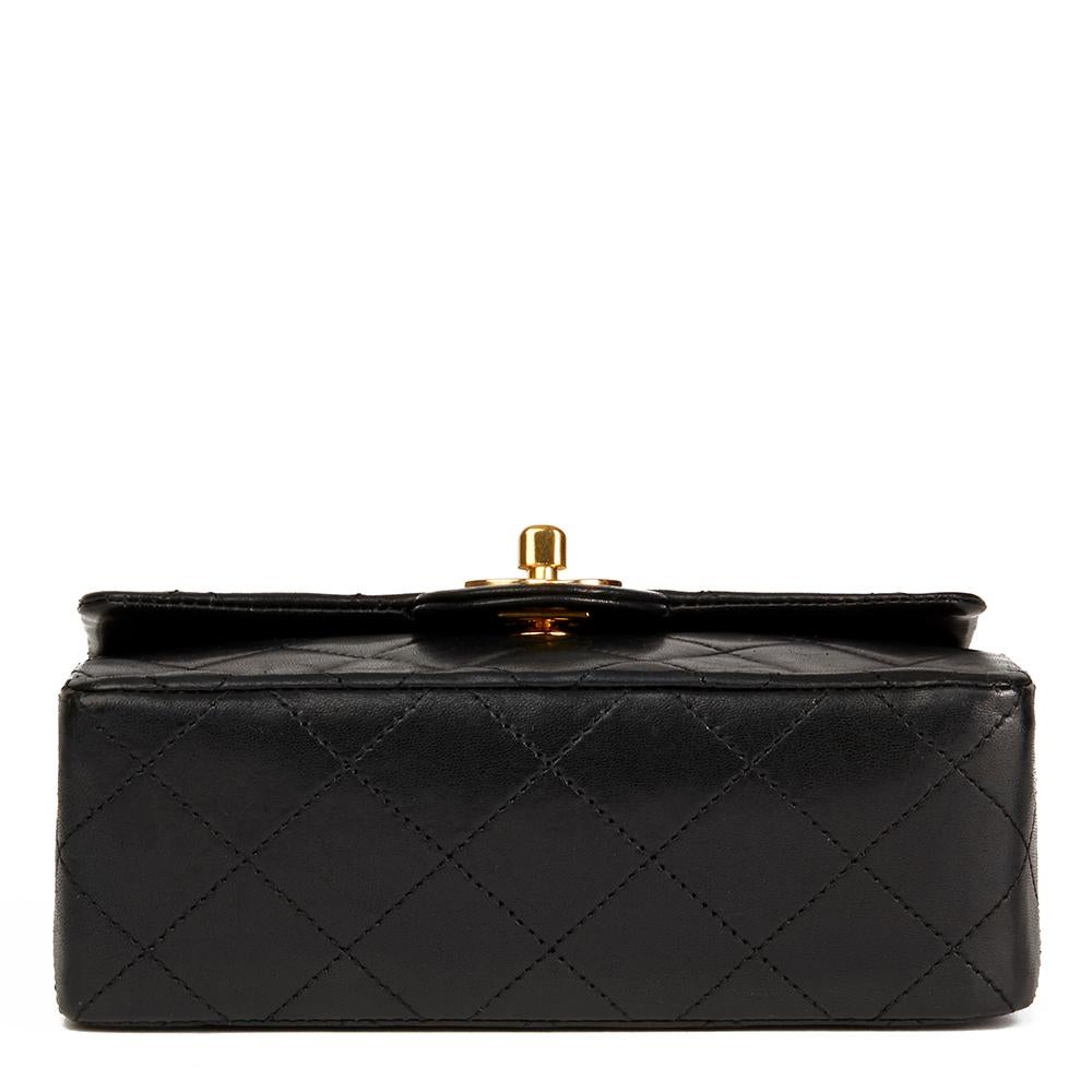 1986 Chanel Black Quilted Lambskin Vintage Mini Flap Bag 1