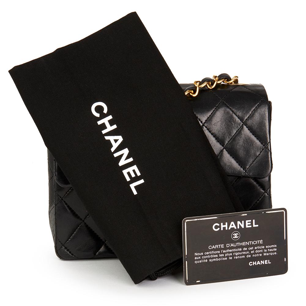 1986 Chanel Black Quilted Lambskin Vintage Mini Flap Bag 7