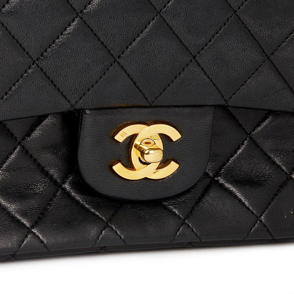 1991 Chanel Black Quilted Lambskin Vintage Medium Classic Double Flap Bag 2