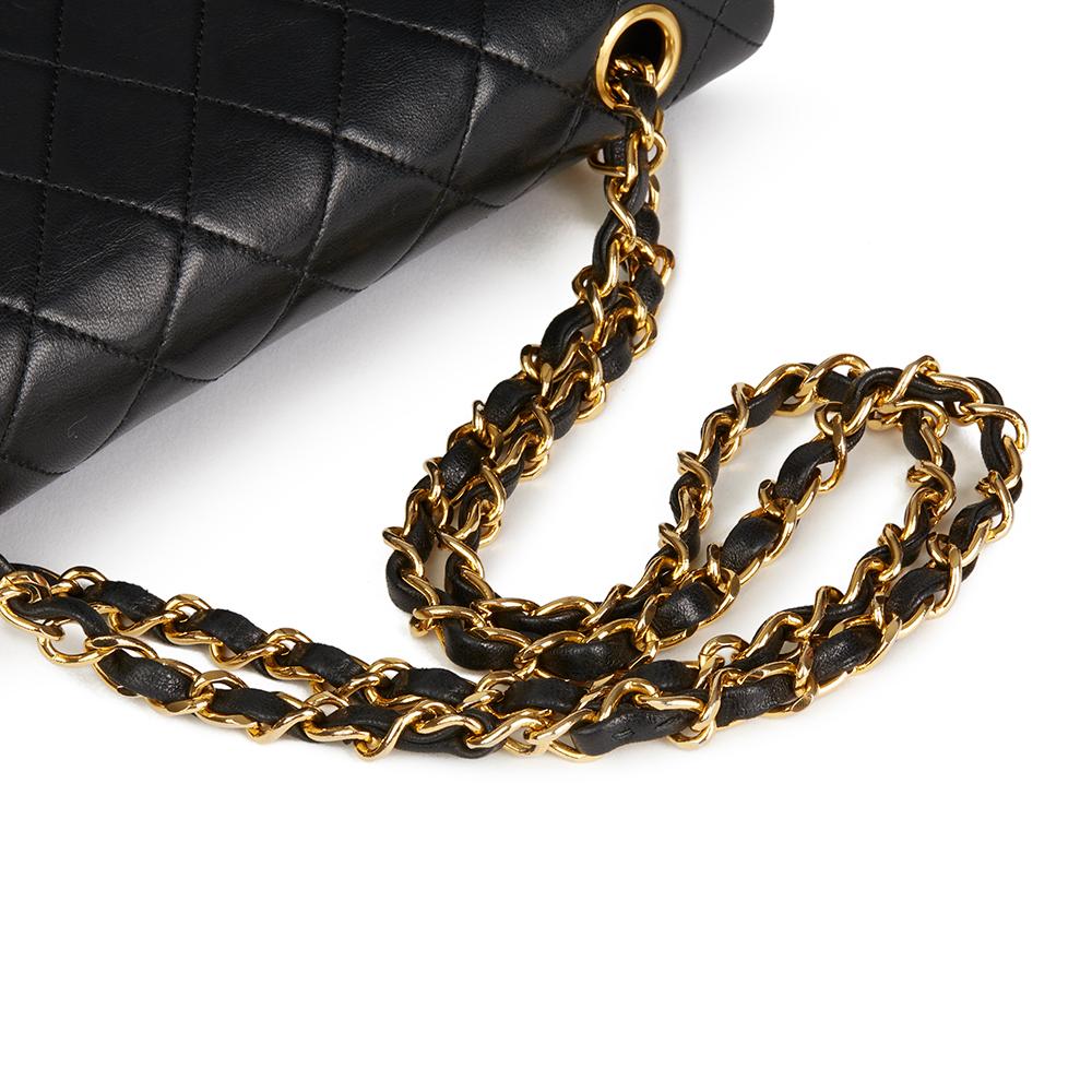 1990 Chanel Black Quilted Lambskin Vintage Small Classic Double Flap Bag 3