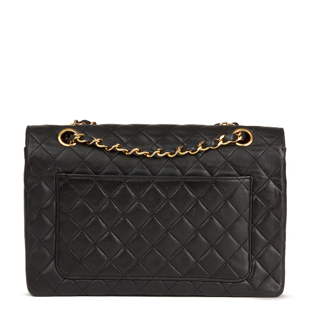 Women's 1986 Chanel Black Quilted Lambskin Vintage Classic Single Flap Bag