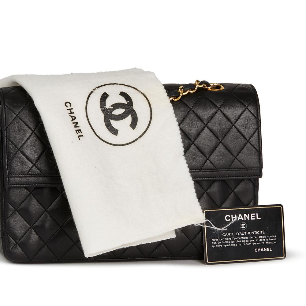 1986 Chanel Black Quilted Lambskin Vintage Classic Single Flap Bag 7