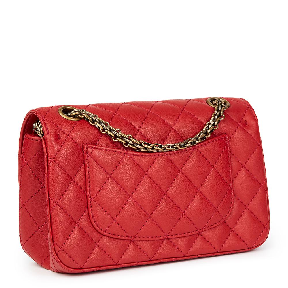 Women's 2017 Chanel Red Quilted Calfskin Leather 2.55 Reissue 224 Double Flap Bag
