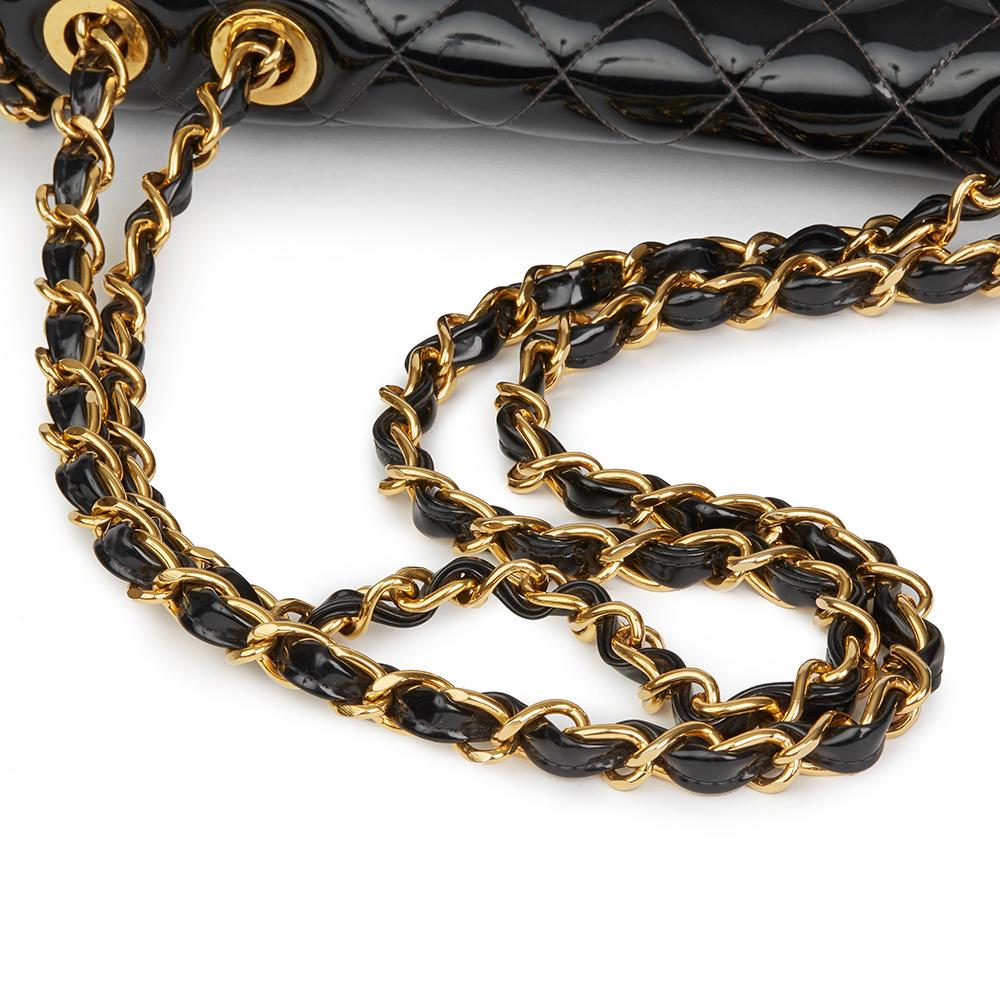 1994 Chanel Black Quilted Vinyl Chain Around Vintage Maxi Jumbo XL Flap Bag 2