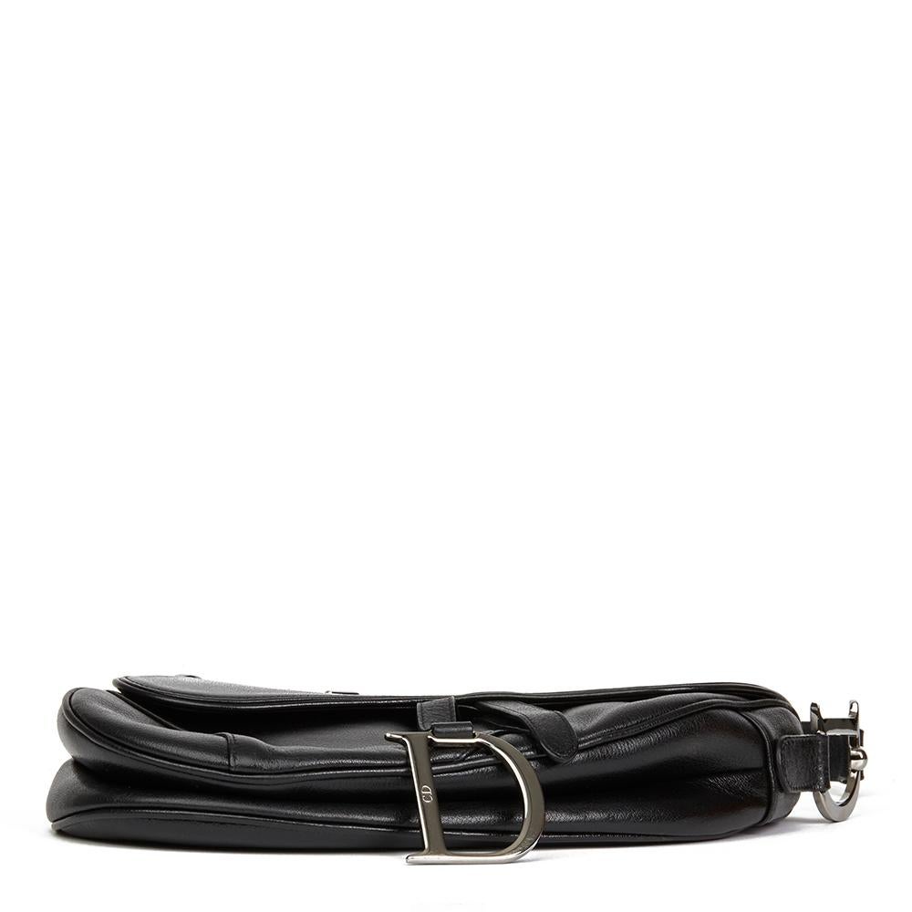 2002 Christian Dior Black Calfskin Leather Saddle Bag 1