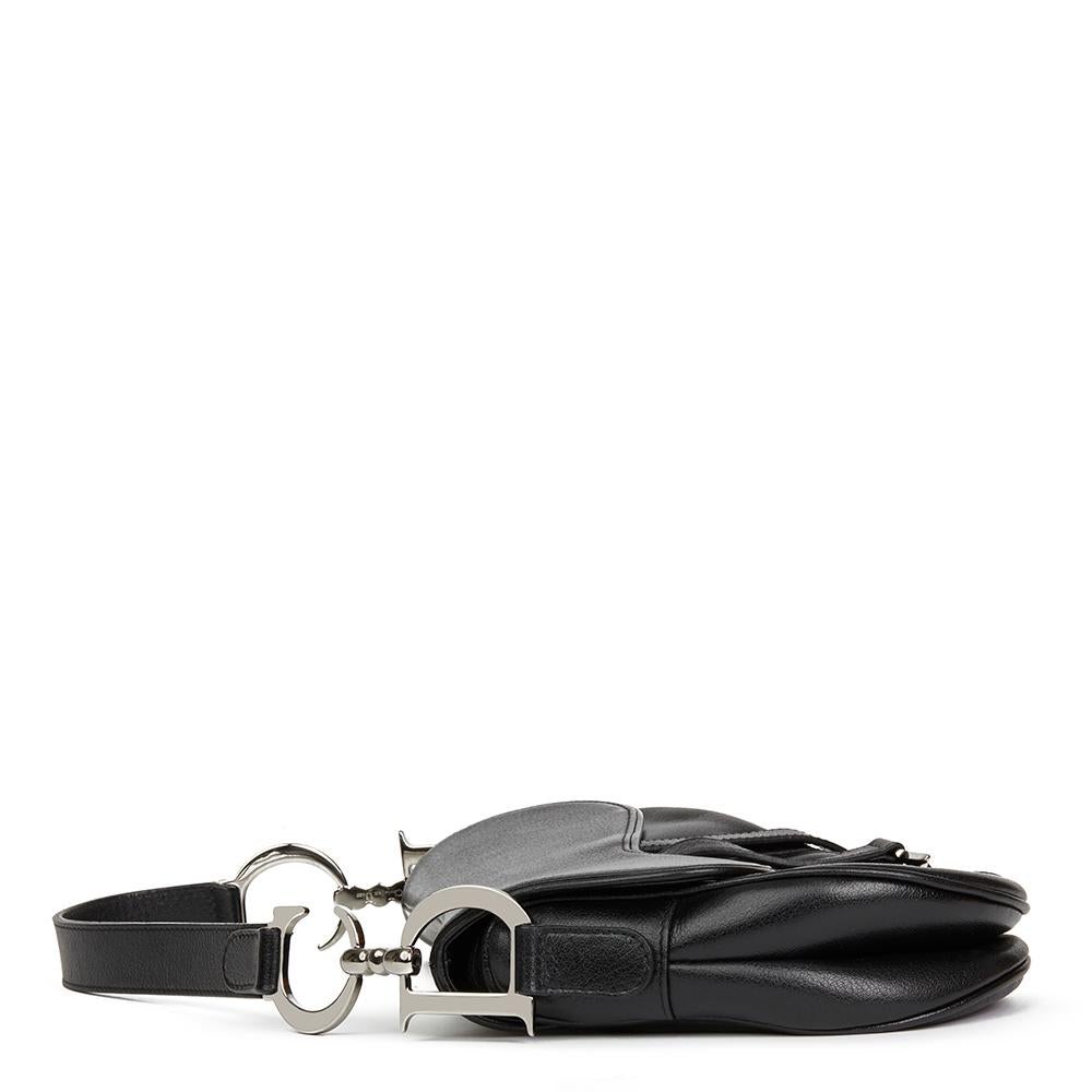 2002 Christian Dior Black Calfskin Leather Saddle Bag In Excellent Condition In Bishop's Stortford, Hertfordshire