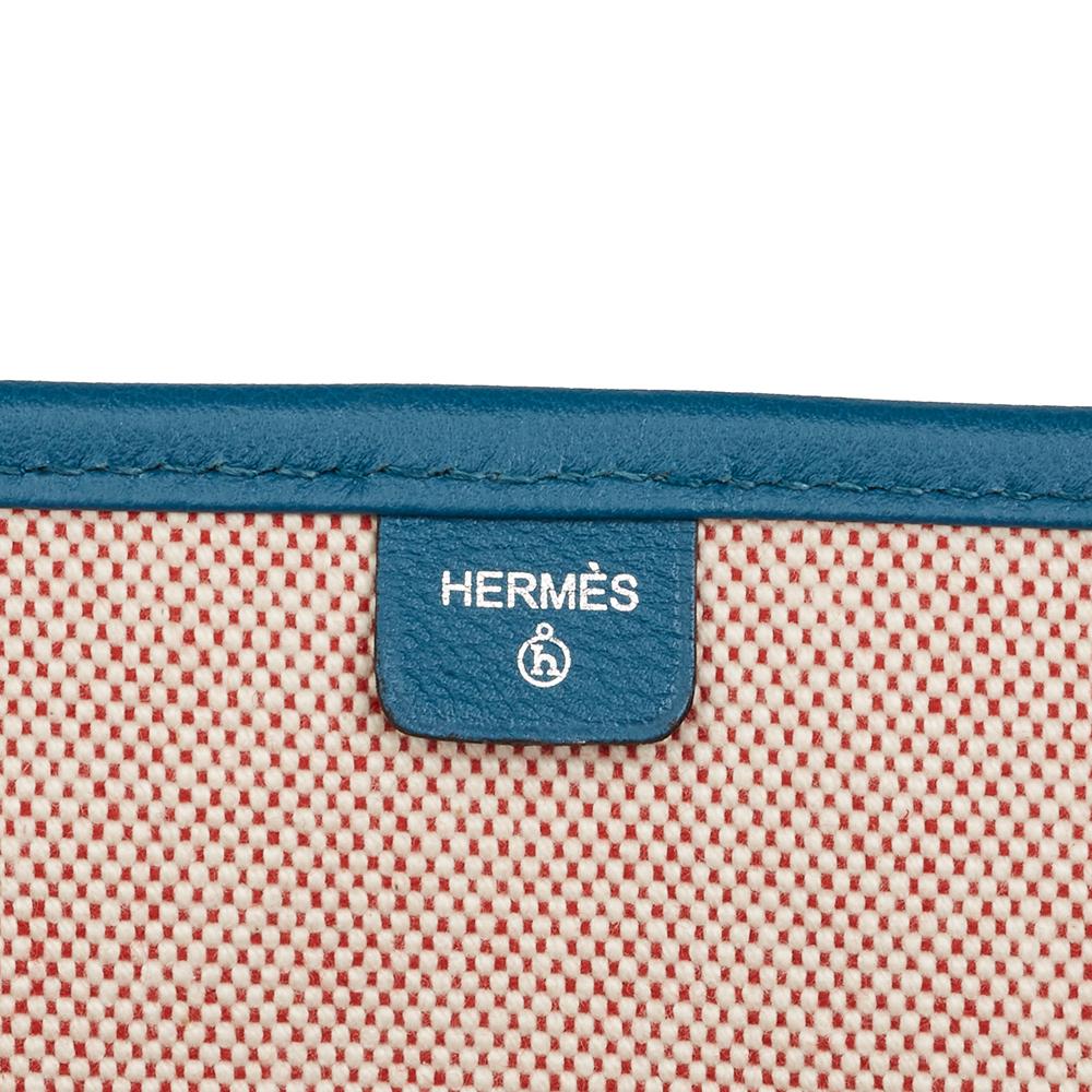 2010 Hermes Blue De Prusse Evercolour Geranium Toile Petit H PM Skeleton Tote 4