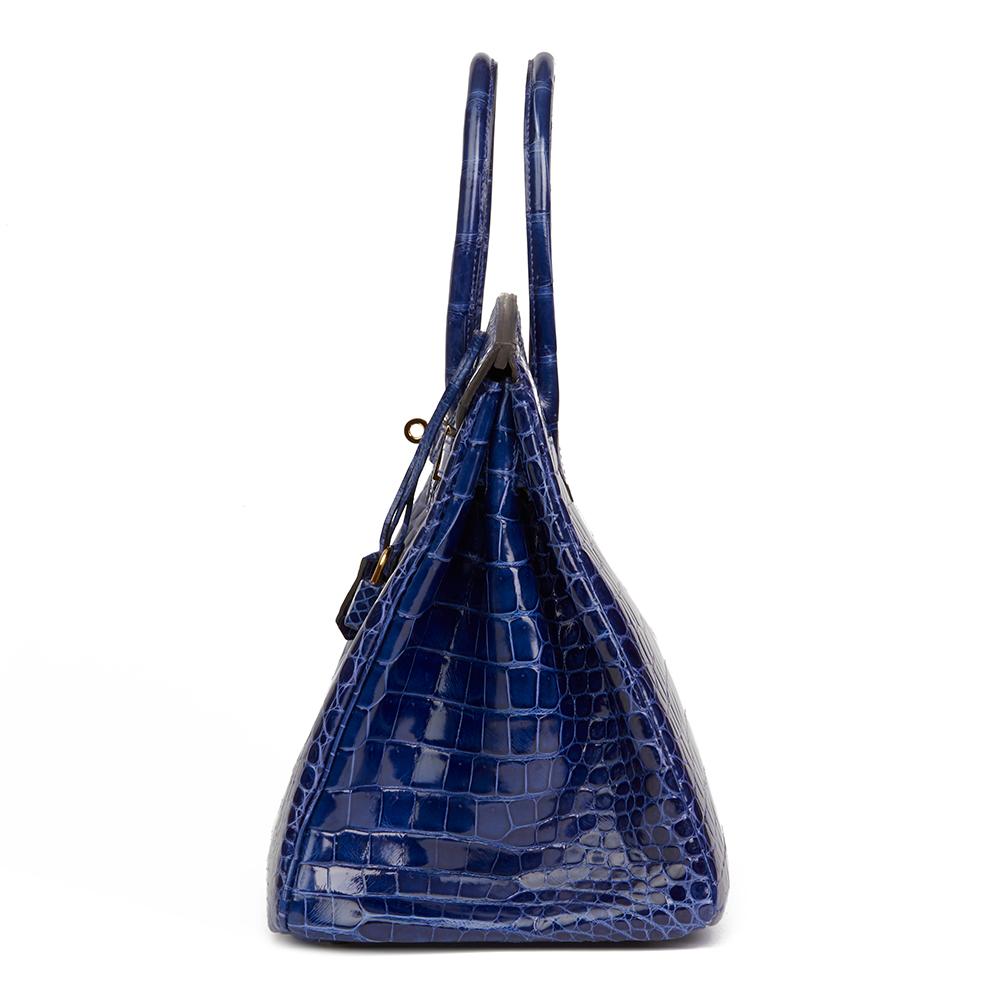 2013 Hermès Blue Saphir Shiny Porosus Crocodile Leather Birkin 35cm 3