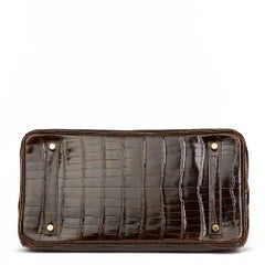 2013 Hermès Chocolate Brown Shiny Porosus Crocodile Leather Birkin 35cm