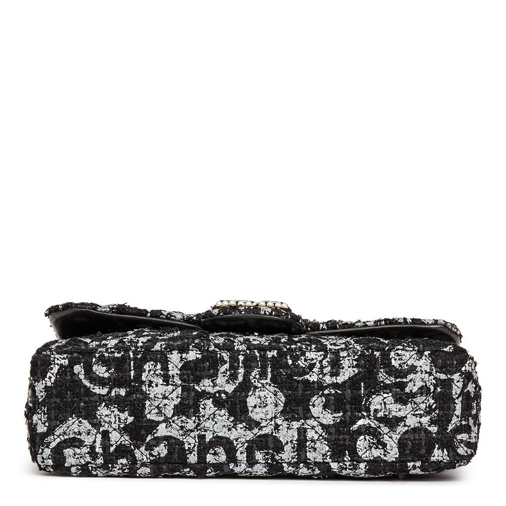 2015 Chanel Black Quilted Hand Painted Tweed Medium Westminster Pearl Flap Bag 5