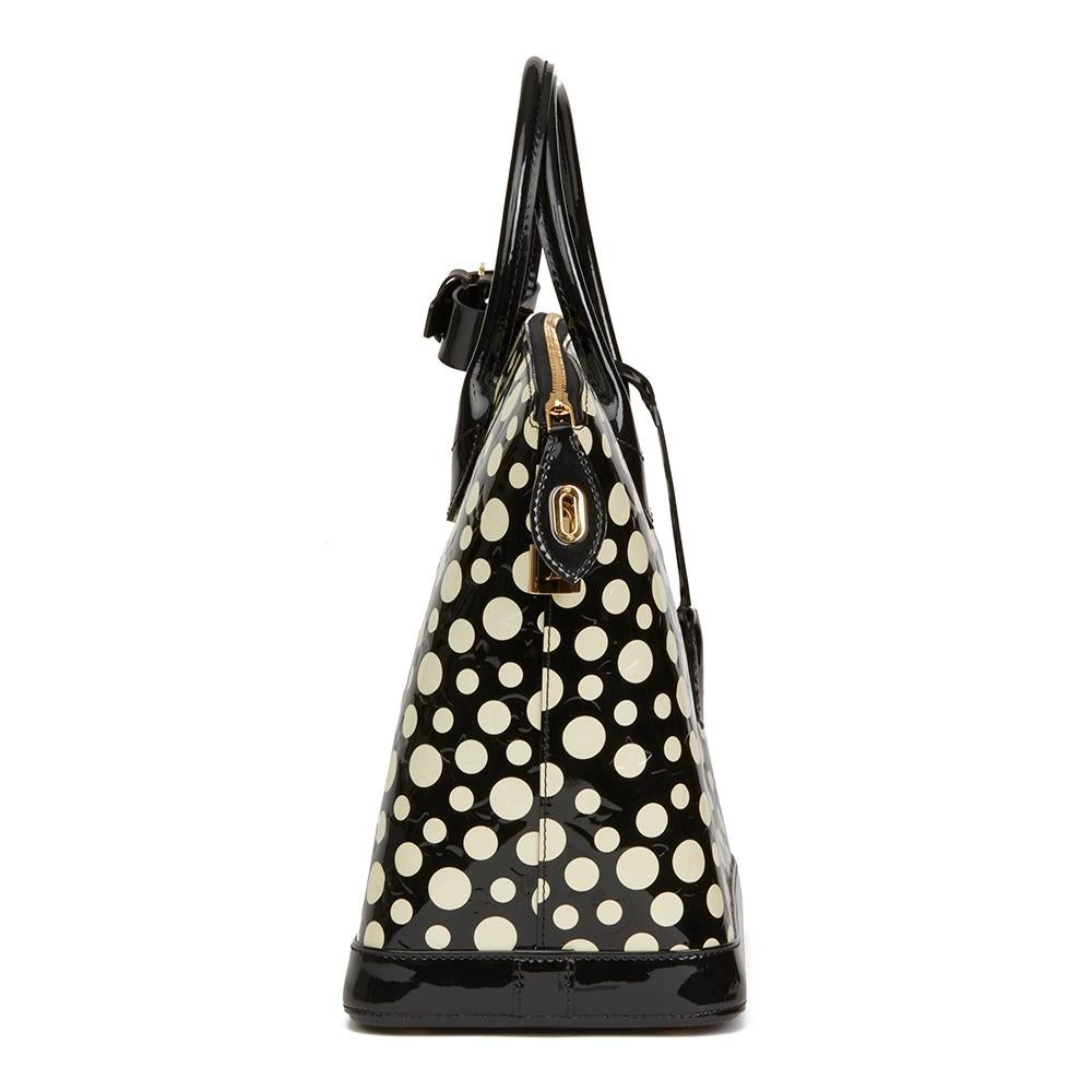 2012 Louis Vuitton Black Vernis Leather Dots Infinity Yayoi Kusama Lockit MM 5