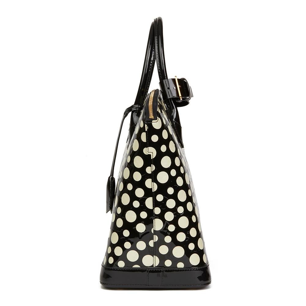 2012 Louis Vuitton Black Vernis Leather Dots Infinity Yayoi Kusama Lockit MM 6