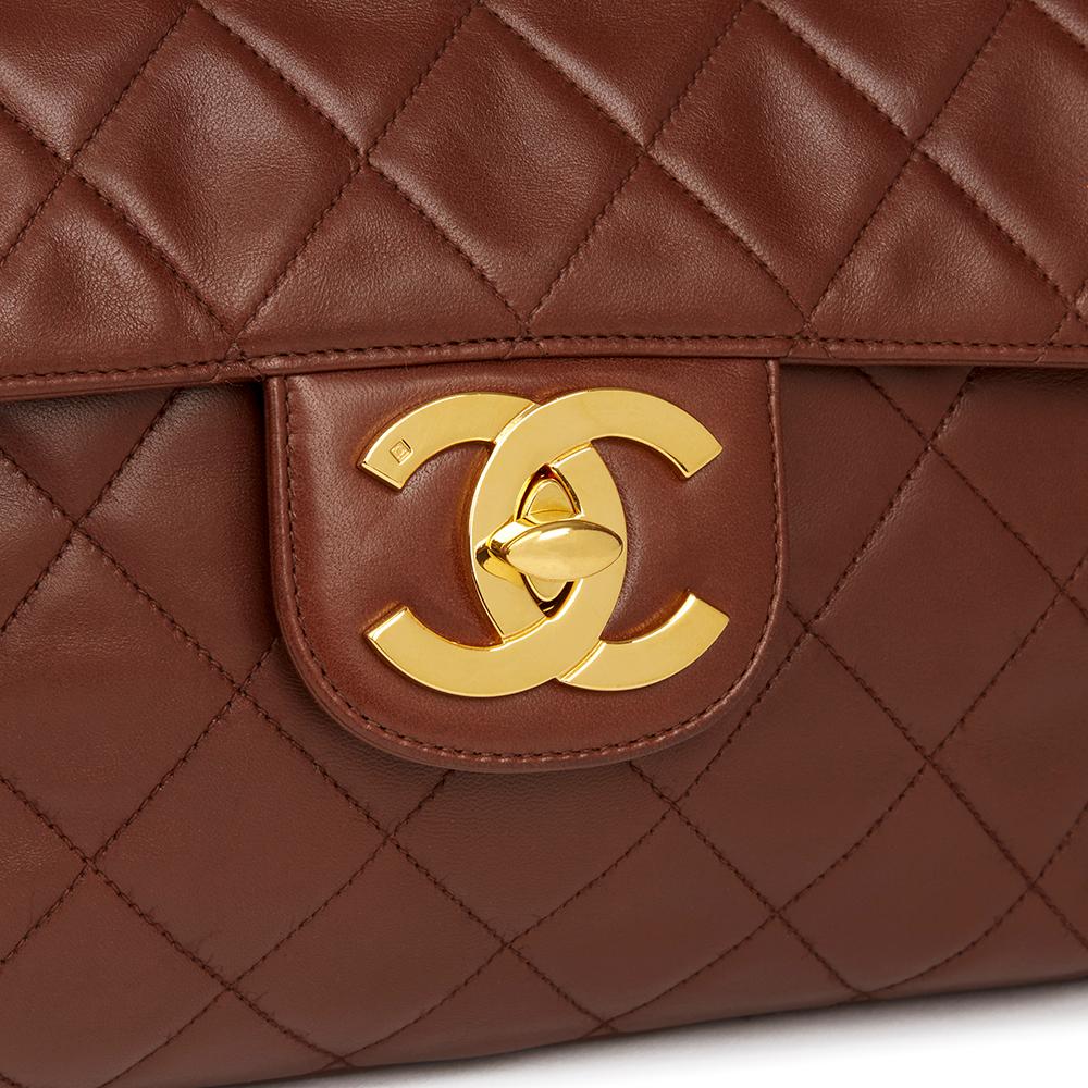 1996 Chanel Brown Quilted Lambskin Vintage Jumbo XL Soft Flap Bag 1