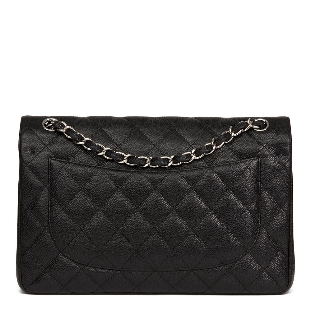 Women's 2011 Chanel Black Quilted Caviar Leather Jumbo Classic Double Flap Bag