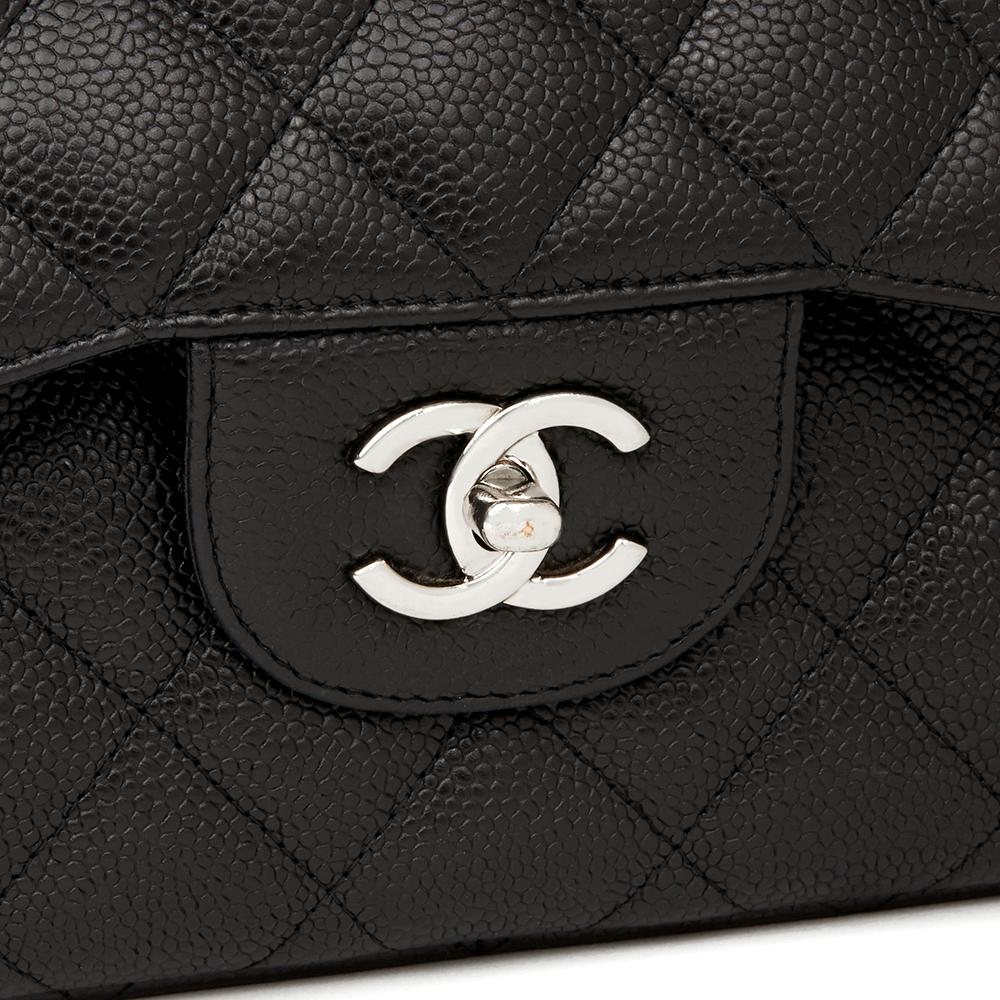 2011 Chanel Black Quilted Caviar Leather Jumbo Classic Double Flap Bag 2