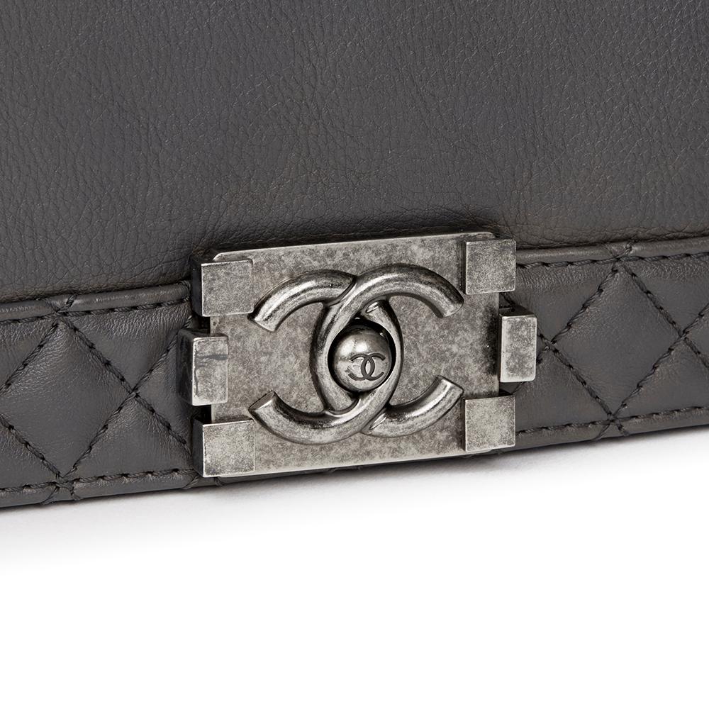 2014 Chanel Grey Quilted Calfskin Leather XL Le Boy Reverso 1