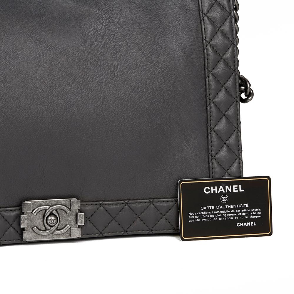 2014 Chanel Grey Quilted Calfskin Leather XL Le Boy Reverso 6