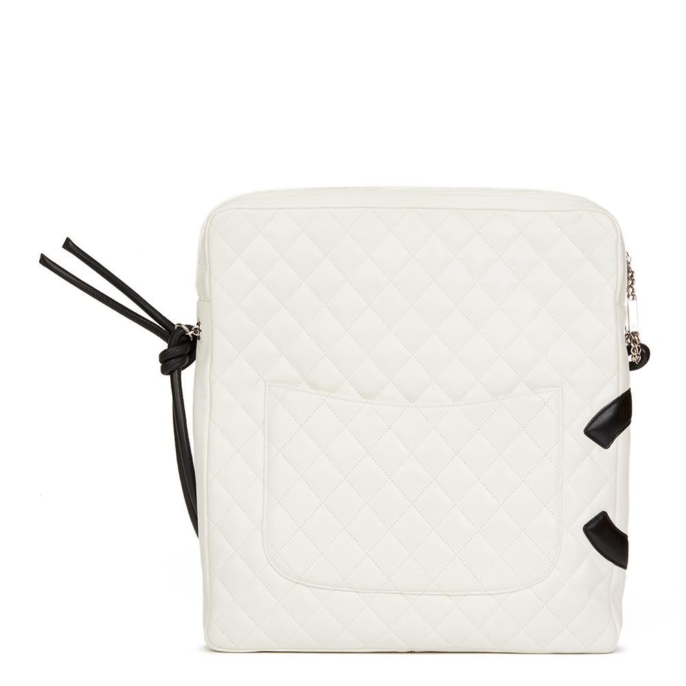 2004 Chanel White Quilted Calfskin Leather Large Cambon Messenger In Excellent Condition In Bishop's Stortford, Hertfordshire
