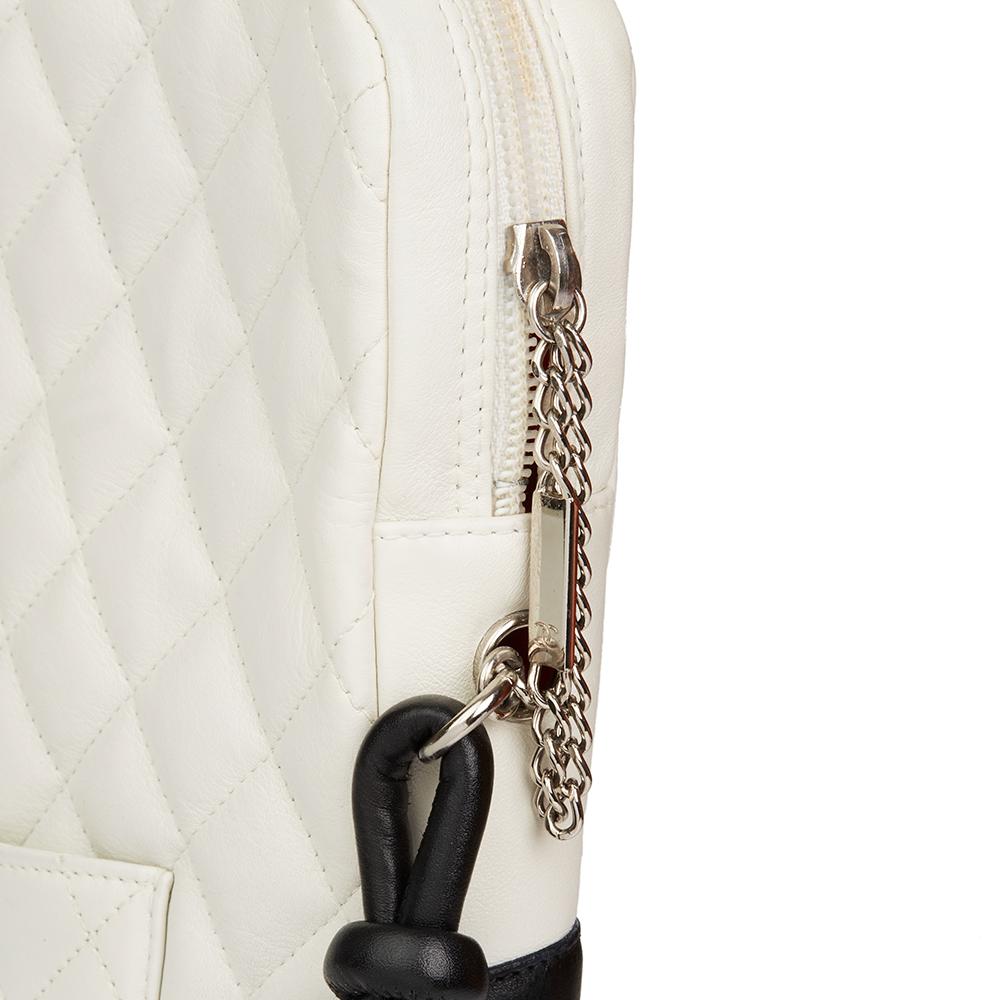 2004 Chanel White Quilted Calfskin Leather Large Cambon Messenger 2