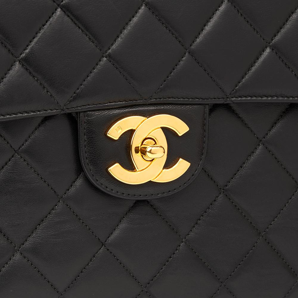 Women's 1996 Chanel Black Quilted Lambskin Vintage Jumbo Classic Single Flap Bag