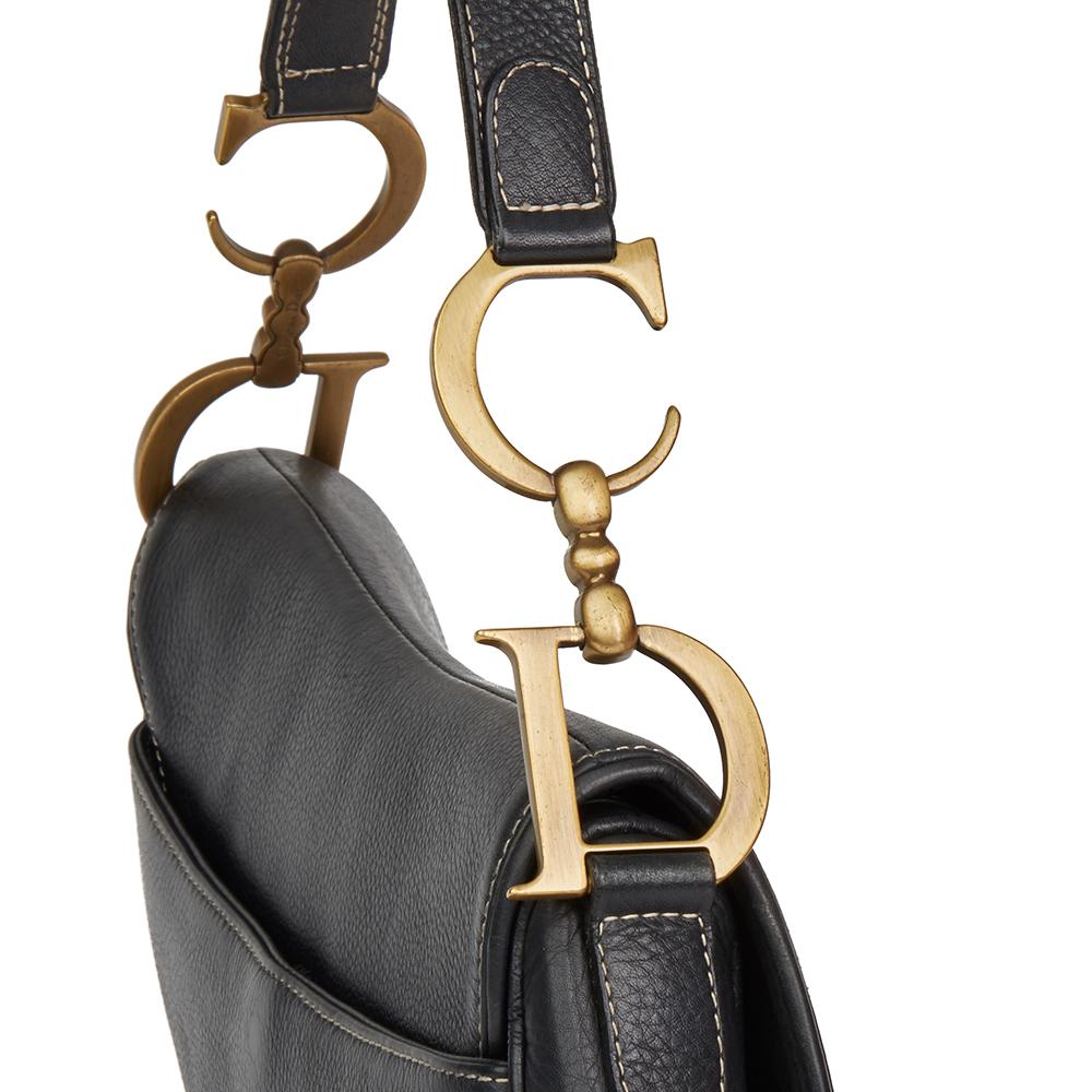 2001 Christian Dior Black Calfskin Leather Saddle Bag In Good Condition In Bishop's Stortford, Hertfordshire